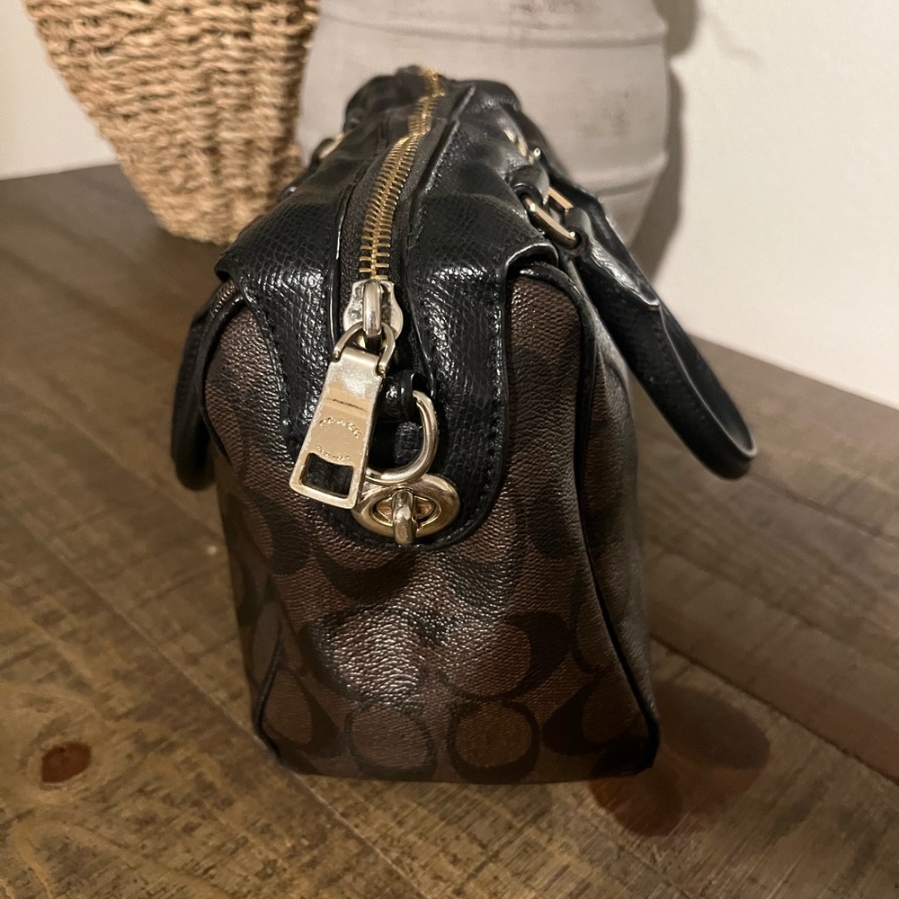 Coach Brown and Black Signature Satchel Crossbody NO STRAP - Picture 4 of 13